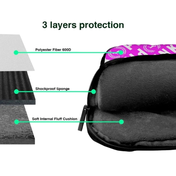 New Arrival!! PINK... Spacious Black and Pink Sleeve Laptop Briefcase Pouch - Picture 5 of 8